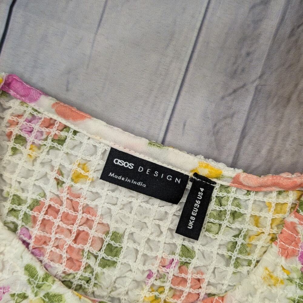 Asos Design Shirred Button Through Top Floral Pri… - image 4